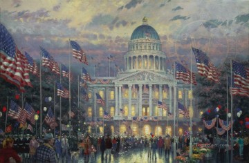 Artworks in 150 Subjects Painting - Flags Over The Capitol TK cityscape